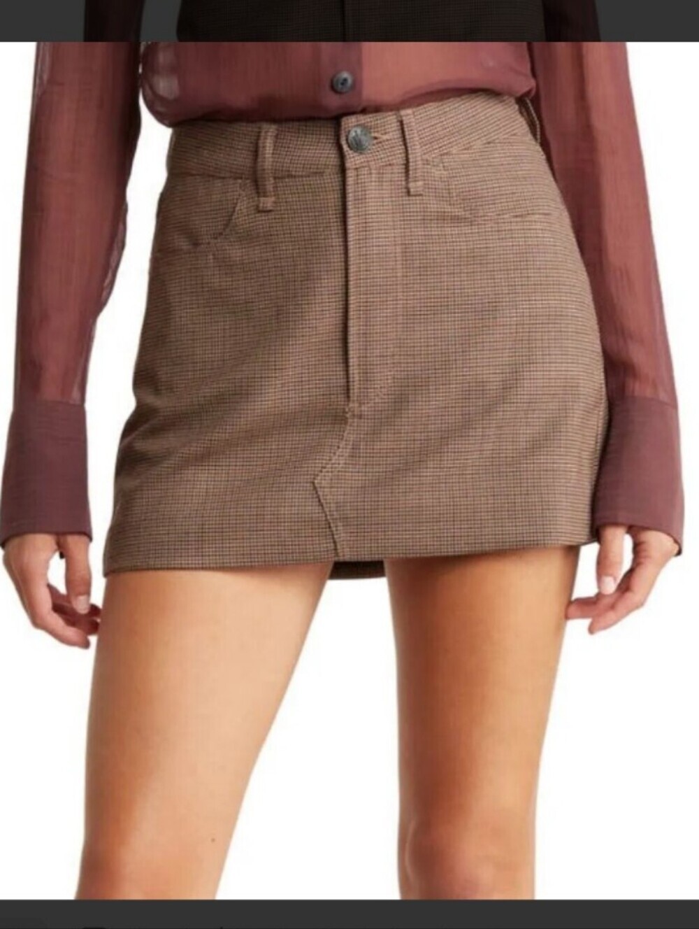 RAG & BONE itty bitty brown herringbone plaid mini skirt - size 10